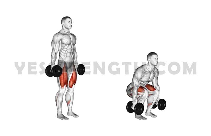 Pulse Squats with Dumbbells